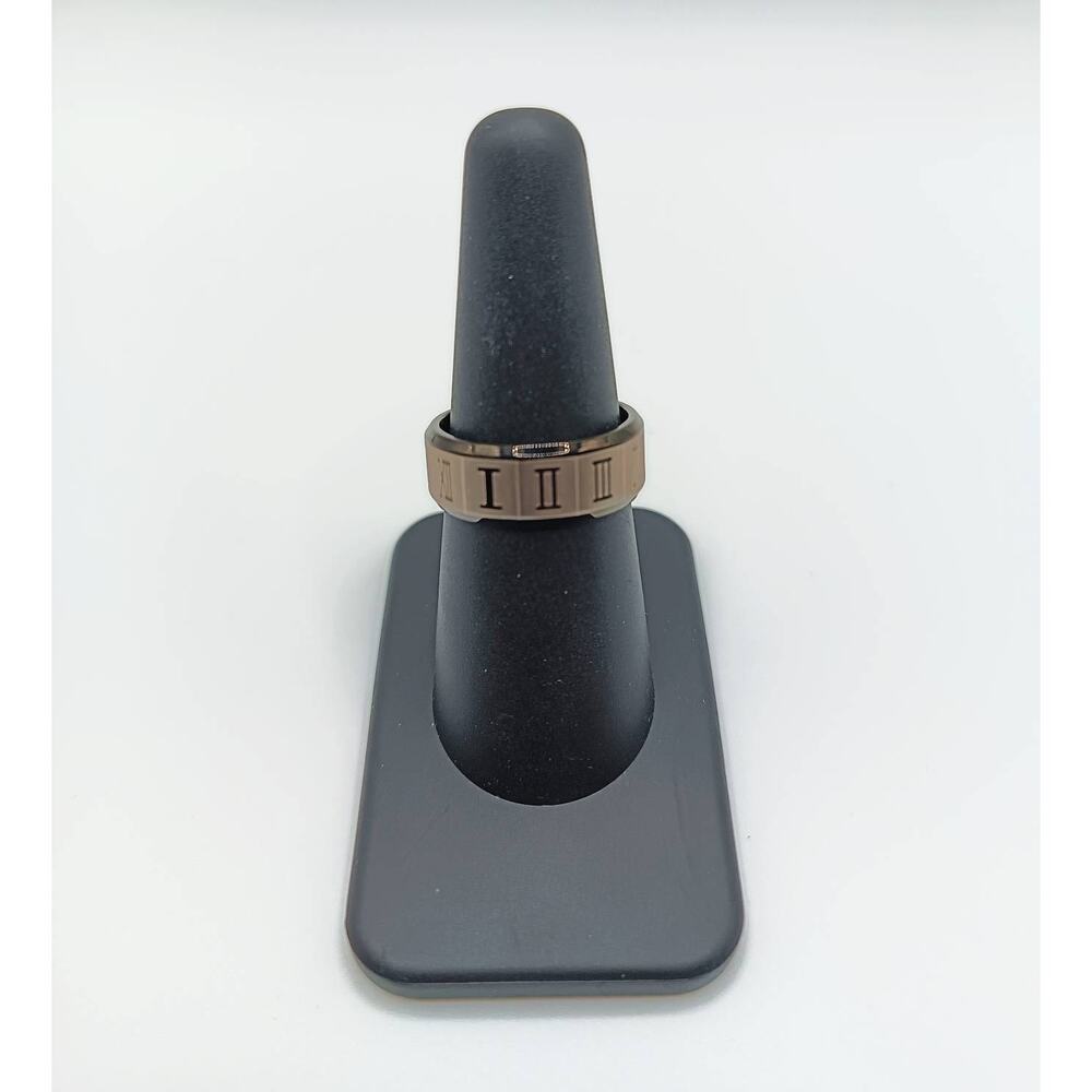 Black Stainless Steel Roman Numeral Ring I–XII Band Size 7 Unisex